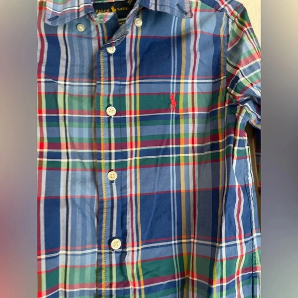 Ralph Lauren toddler boys button down long sleeve natural stretch plaid shirt 5 - Picture 3 of 5